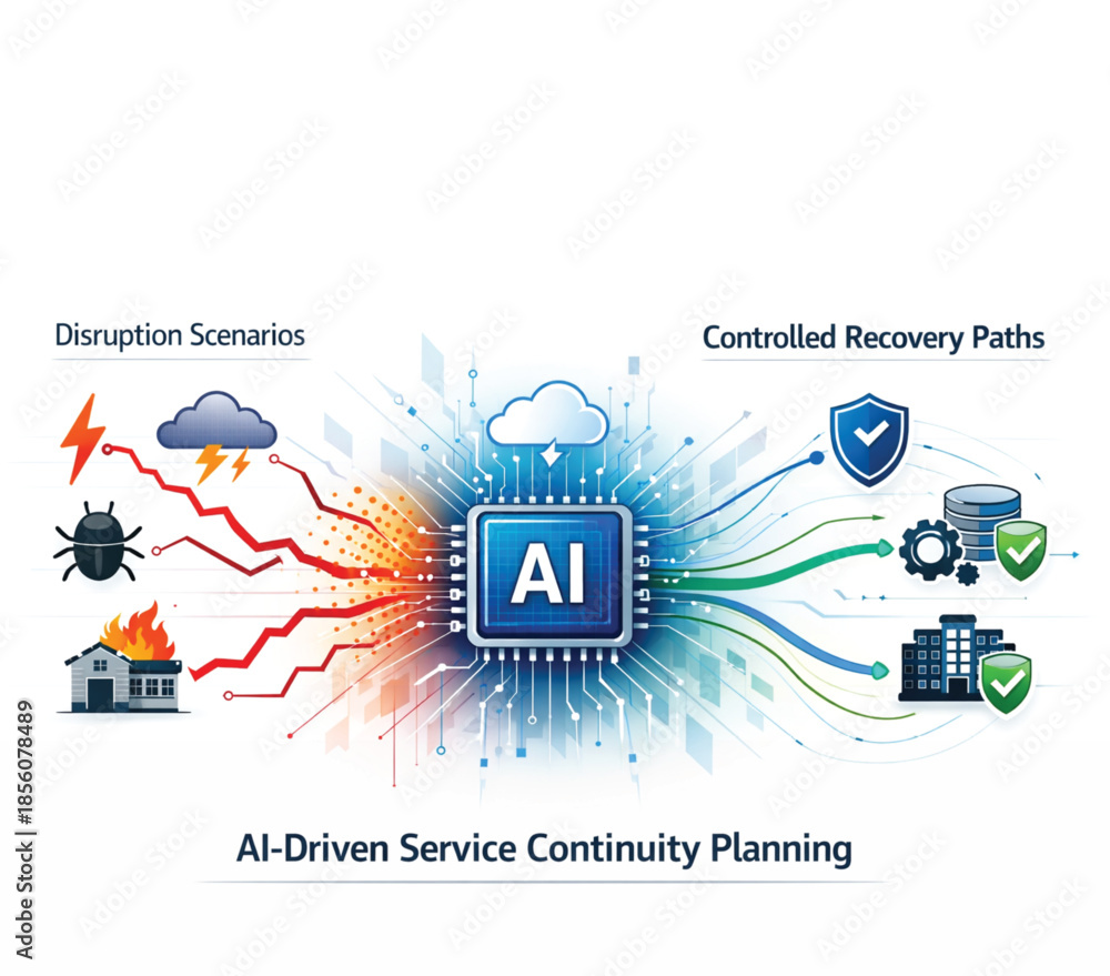 Naklejka premium AI Service Continuity Planning Concept