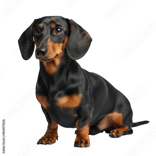 Black and tan dachshund sitting