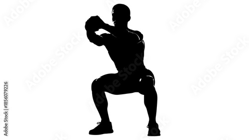 Man doing squats with dumbbell in modern gym for strength training