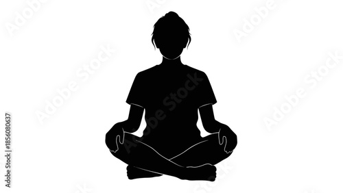 A serene silhouette of a person meditating in lotus position, exuding peace and tranquility.
