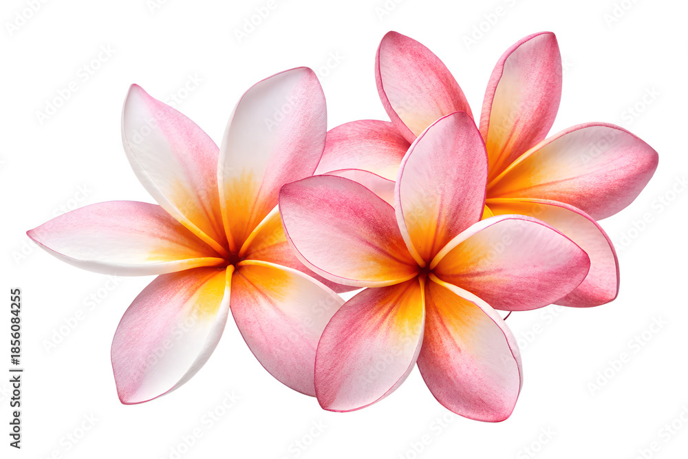 Naklejka premium Beautiful Pink Plumeria Flowers – Tropical Frangipani Blossom Closeup