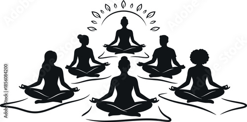 Group Meditation with Spiritual Guide in Nature Setting Promoting Mindfulness, Unity, Inner Peace, and Wellness Practice