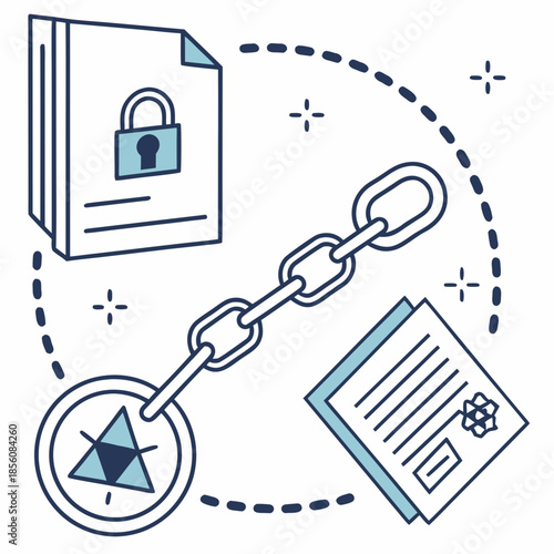 Title: A chain linking a locked document to a hazardous document smart