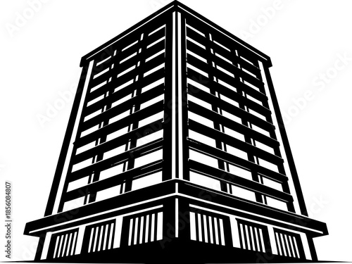 Monolithic Tower Architectural Mass Silhouette Vector