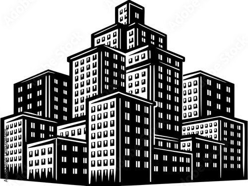 Layered Abstract City Architectural Mass Silhouette Vector