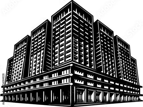 Abstract Brutalist Architectural Block Mass Silhouette Vector