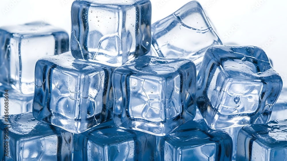 Obraz premium Ice Cube Stack in Blue Light