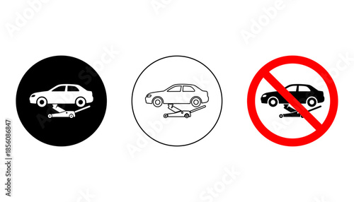 Car Jacking, Lifting, and Prohibition Signs Set