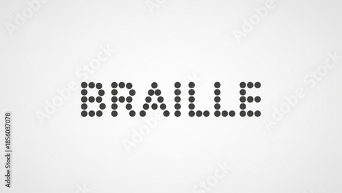 Braille alphabet tactile reading system for visually impaired people using raised dots on white background