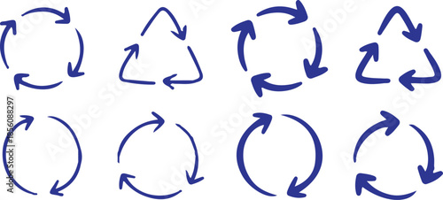 hand drawn recycle arrow icons set vector collection illustration design 