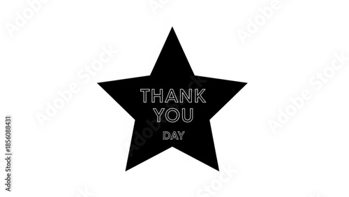 Black star shape with thank you day text on white background for appreciation and gratitude