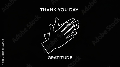 Gratitude concept with hand gesture on black background, thank you day symbol
