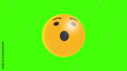 Wow emoji 3d animation 4k video, animated wow emoji 4k 3d cartoon video with green background for chromakey video editing, wow imoji 4k animation, wow emoji 4k video.