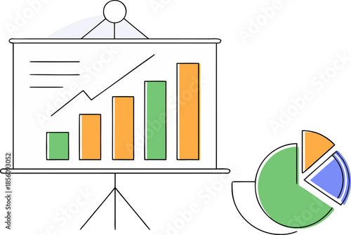 Flat Modern Vector Illustration of Business Presentation – Minimal Corporate Meeting Concept