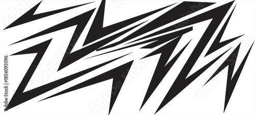 Abstract black and white background with spikes and zigzag line pattern