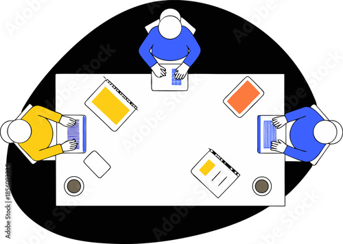 Flat Modern Vector Illustration of Business Teamwork – Corporate Collaboration and Team Concept