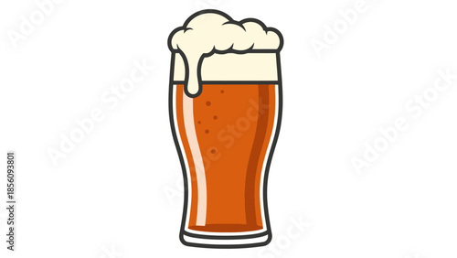 A refreshing glass of amber ale beer with frothy head, perfect for a pub