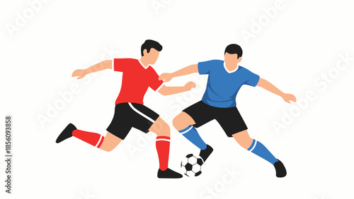 Soccer athletes in dynamic action during match