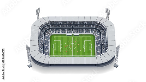 Modern soccer stadium design in isometric perspective