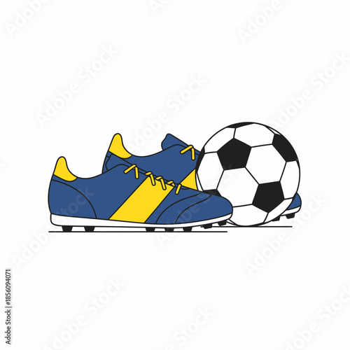 Soccer shoes and football equipment illustration