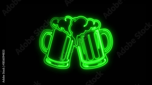 Neon Colorful Rainbow Gradient Clinking Beer Mugs Toast