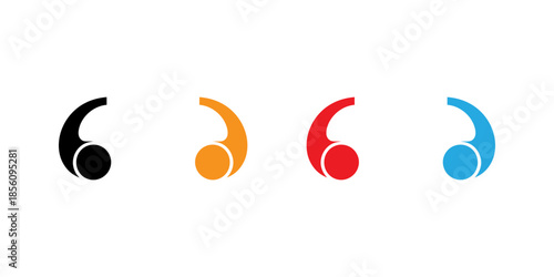 Vibrant quotation marks in orange, red, and blue on black background