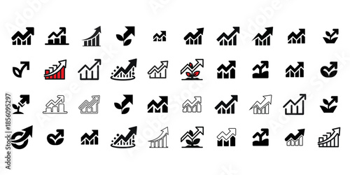 Business growth and finance icons for presentations and reports