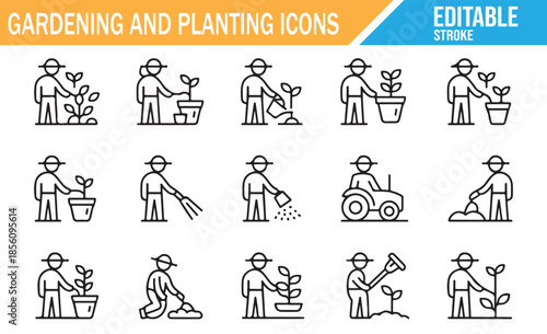 Agriculture and horticulture vector symbol set.