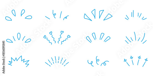 Hand drawn line art bursts with surprise rays and sparkles. Doodle hand drawn starburst icons shine bright. Playful handmade sketch with comic line art on isolated background , vector illustration.
