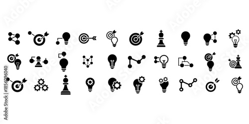 Business strategy and innovation icons for creative presentations