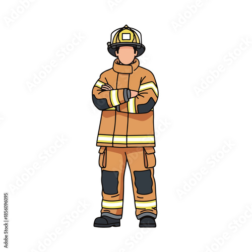 Firefighter in Protective Gear with Arms Crossed