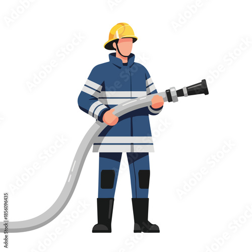 Firefighter in Uniform Holding a Hose