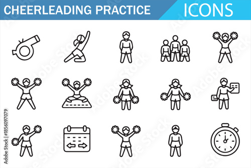 Cheerleading Workout and Routine Icons Collection