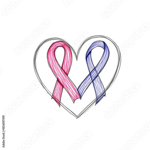 Heart Shape Made of Colorful Cancer Awareness Ribbons Showing Love and Compassion
