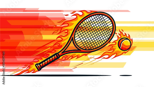 Vector illustration of a new year abstract background featuring a tennis racket and ball with a badminton shuttlecock and net design for a summer sports competition tournament