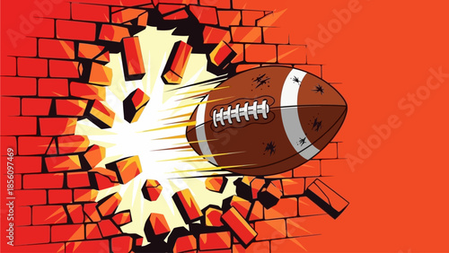 Vector illustration design featuring a football and baseball bat symbol with a flaming ball icon for a sport game sign