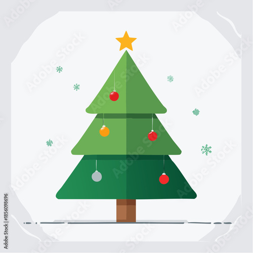 Vibrant Christmas tree with colorful ornaments and star on top