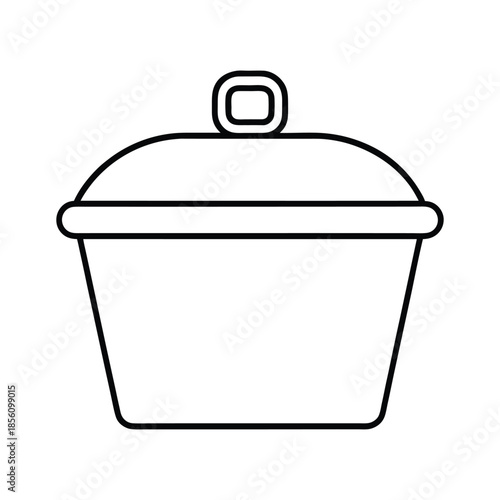 Food storage container outline kitchenware icon for meal prep on white background Vector illustration