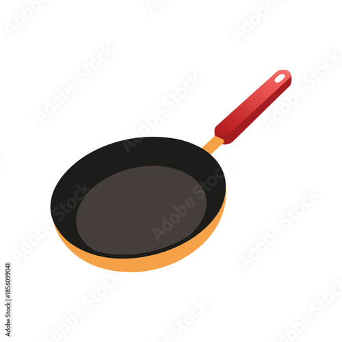 Nonstick frying pan flat design cookware illustration for kitchen use on white background Vector illustration