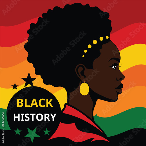 Black history month illustration of african american woman profile