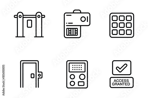 Security access control and identity verification line icons
