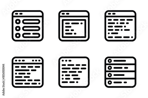 Computer programming and web development line icons