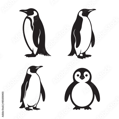 Minimal penguin silhouette icon for modern logo and branding