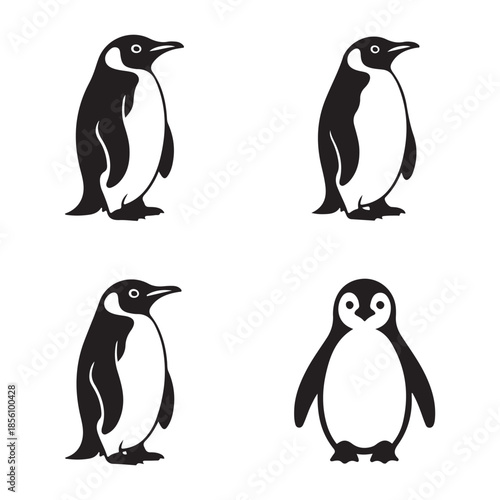 Cute baby penguin silhouette icon for children illustration design