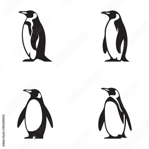 Antarctic penguin silhouette icon for wildlife conservation artwork