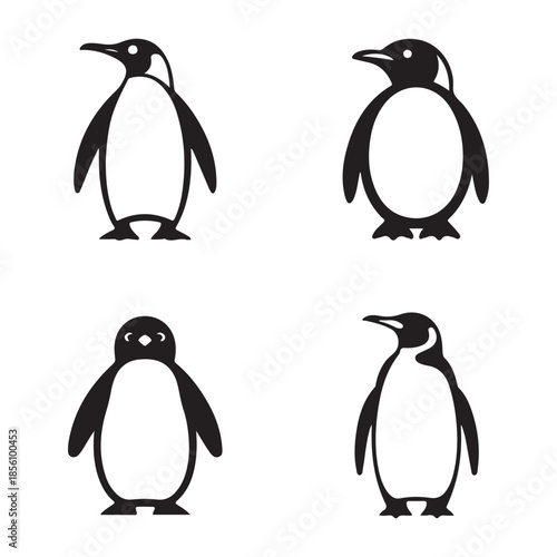 Walking penguin silhouette icon for polar nature scene design