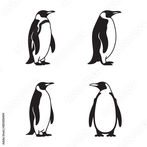 Elegant penguin silhouette icon for minimalist graphic collection