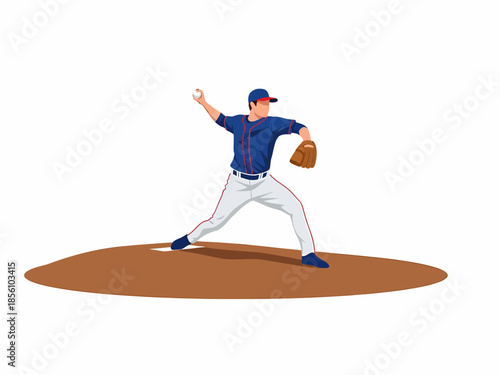 Side view of baseball pitcher throwing fast ball on field