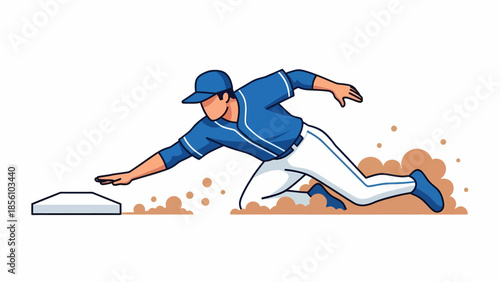 Baseball runner sliding head first into base