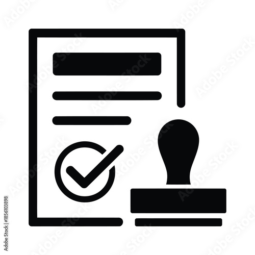 Vector graphic of document with checkmark and stamp